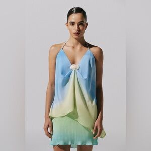 NWT Baobab Collection Blue and Light Green Ombre Satin Halter Top